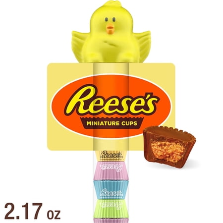 Reese's Miniatures Milk Chocolate Peanut Butter Cups Easter Candy, Plastic Cane 2.17 oz
