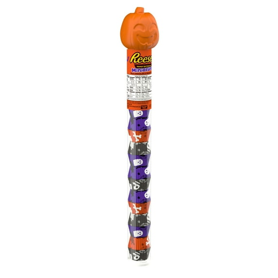 Reese's Miniatures Milk Chocolate Peanut Butter Cups Halloween Candy, Plastic Cane 2.17 oz