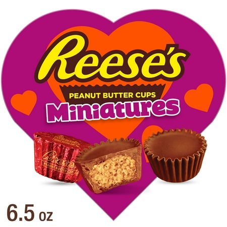 Reese's Miniatures Milk Chocolate Peanut Butter Cups Valentine's Candy, Gift Box 6.5 oz