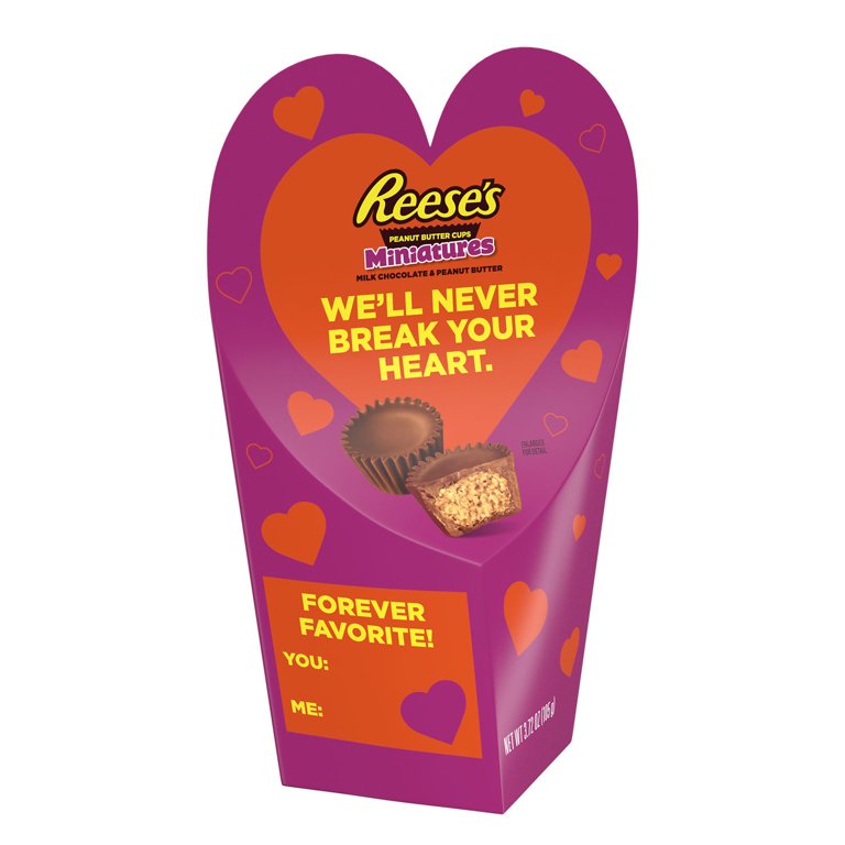 Reese's Miniatures Milk Chocolate Peanut Butter Cups Valentine's Day Candy,  Gift Box 3.72 oz 