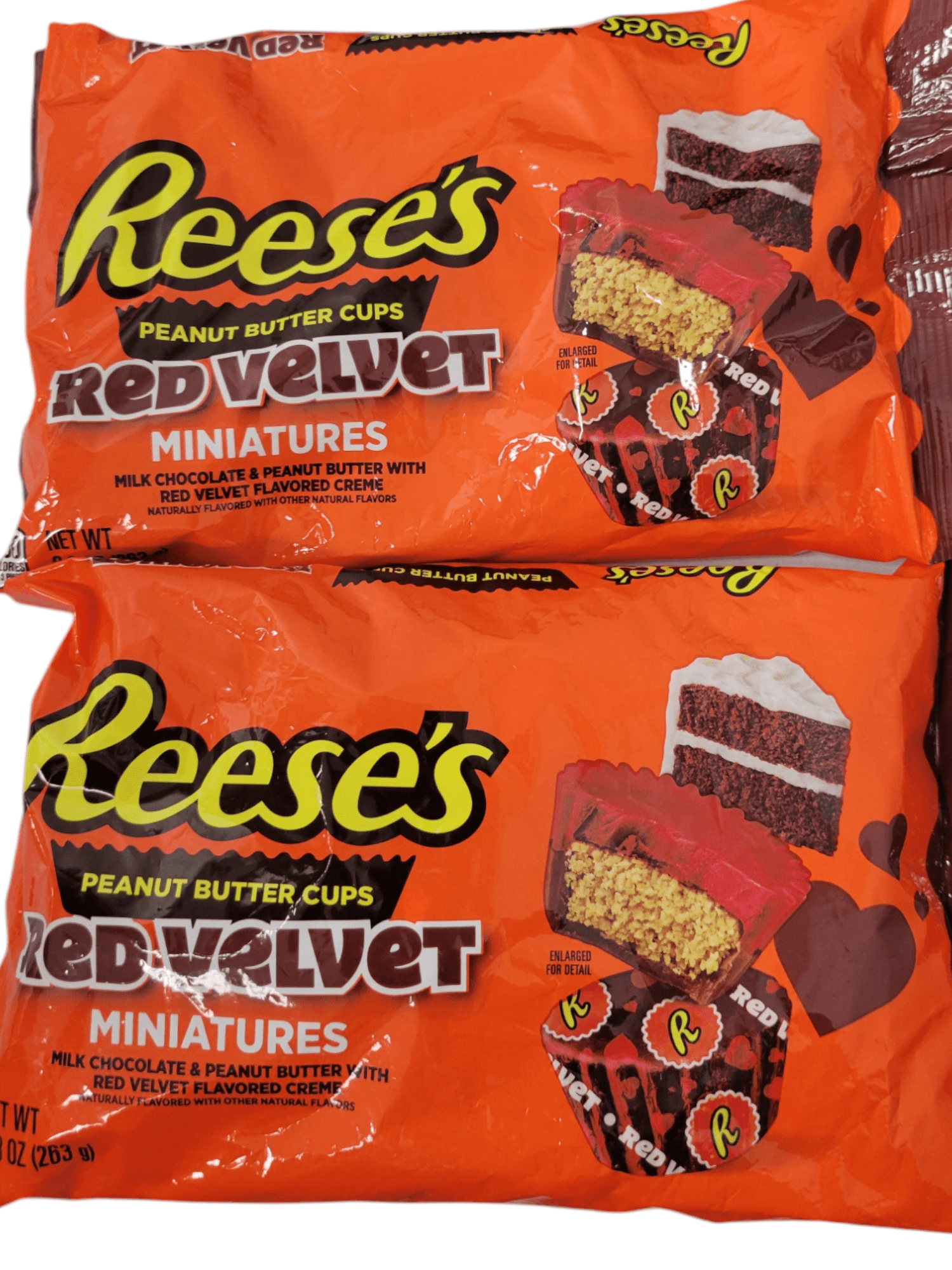 Reese's Miniatures Milk Chocolate and Red Velvet Flavored Creme Peanut Butter Cups Valentine's Candy, Bag 9.3 oz - Pack of 2