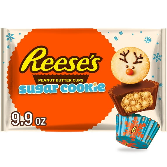 Reese's Miniatures Sugar Cookie Milk Chocolate Peanut Butter Cups Christmas Candy, Bag 9.9 oz