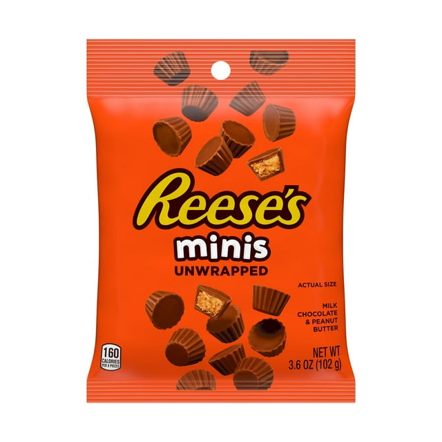 Reese's Minis Milk Chocolate Unwrapped Peanut Butter Cups Candy, Bag 3. ...