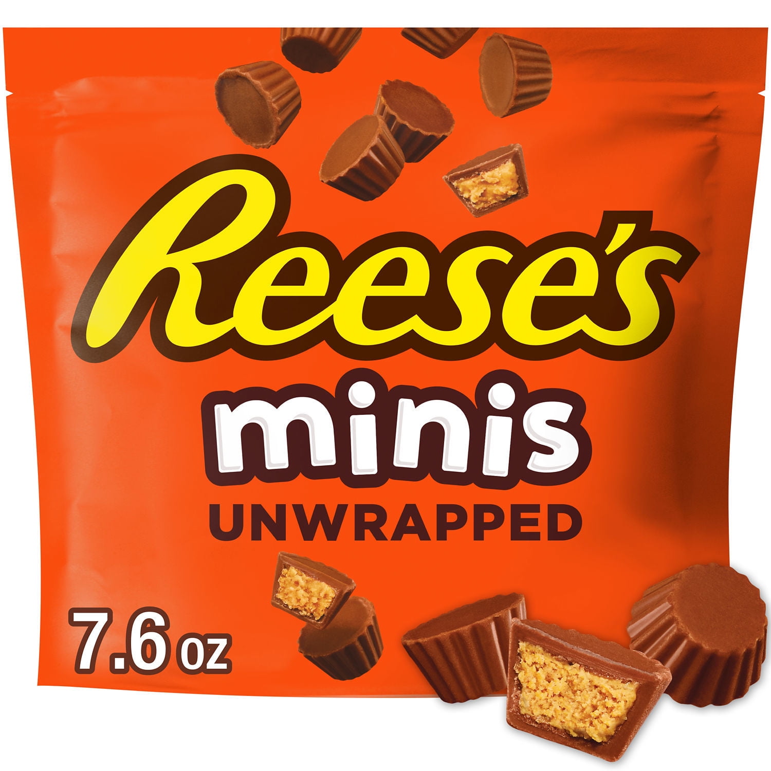 Reese's Minis Milk Chocolate Unwrapped Peanut Butter Cups Candy, Bag 7.6 oz