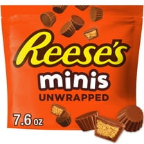 Reese's Minis Milk Chocolate Unwrapped Peanut Butter Cups Candy, Bag 7.6 oz