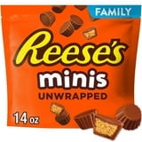 Reese's Minis Milk Chocolate Unwrapped Peanut Butter Cups Candy, Family Pack 14 oz (4 Pack)