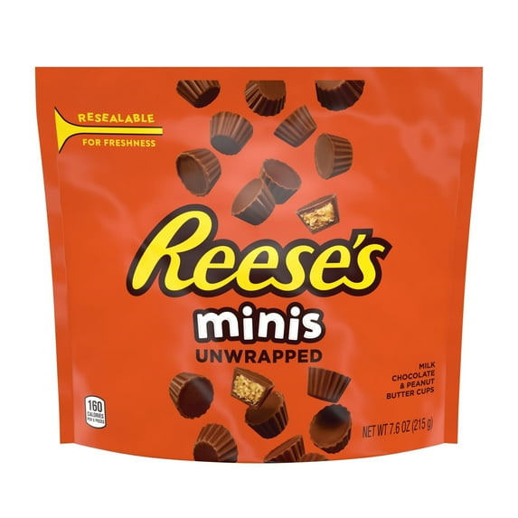 Reese's Minis Unwrapped Peanut Butter Cups, 7.6 Oz, Pack Of 4 Bags
