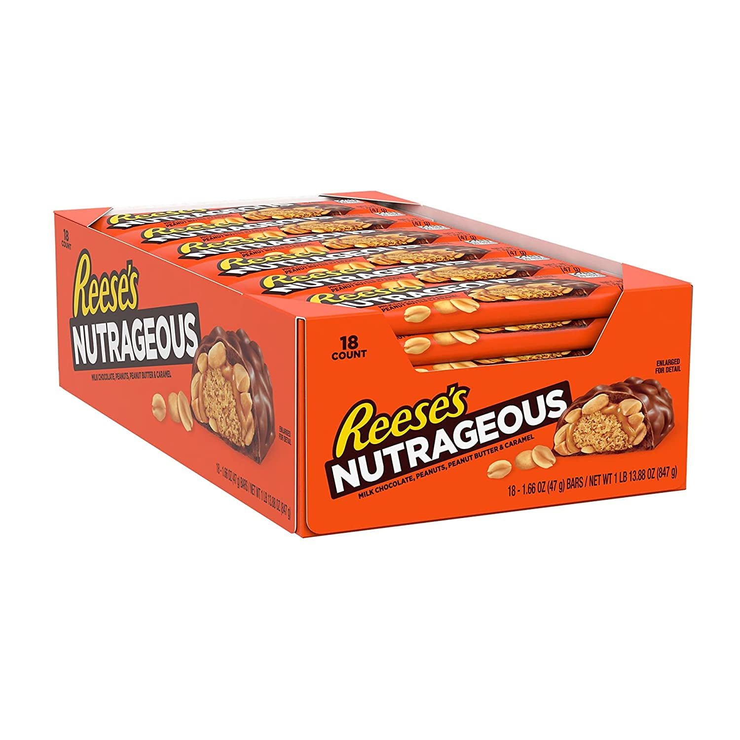 REESE'S Nutrageous Chocolate Peanut Butter Candy Bar (Pack of 18)