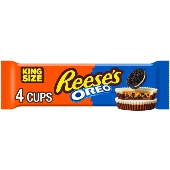 Reese's OREO Milk Chocolate and White Creme King Size Peanut Butter Cups Candy, pack 2.8 oz