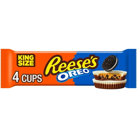 Reese's OREO Milk Chocolate and White Creme King Size Peanut Butter Cups Candy, pack 2.8 oz