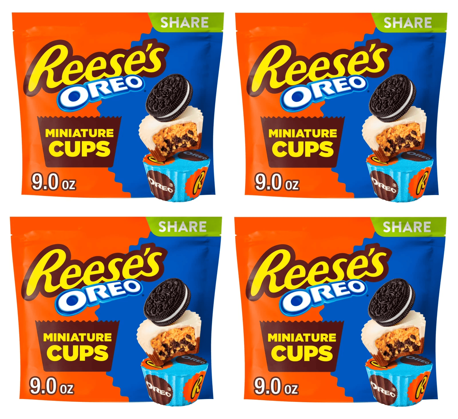 Reese's Oreo Miniatures Milk Chocolate & White Creme Peanut Butter Cup 9oz (Pack of 4)