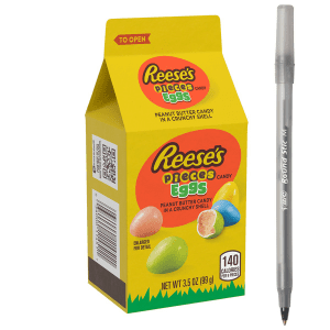 Reese's PIECES Peanut Butter in a Crunchy Shell Eggs, Easter Candy Carton, 3.5 oz with pan