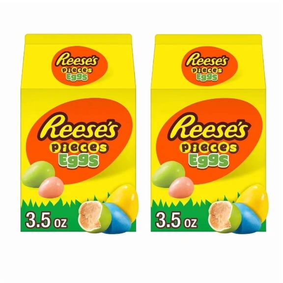 Reese's Pieces Easter Candy Eggs Carton, 2 Pack, 3.5 oz