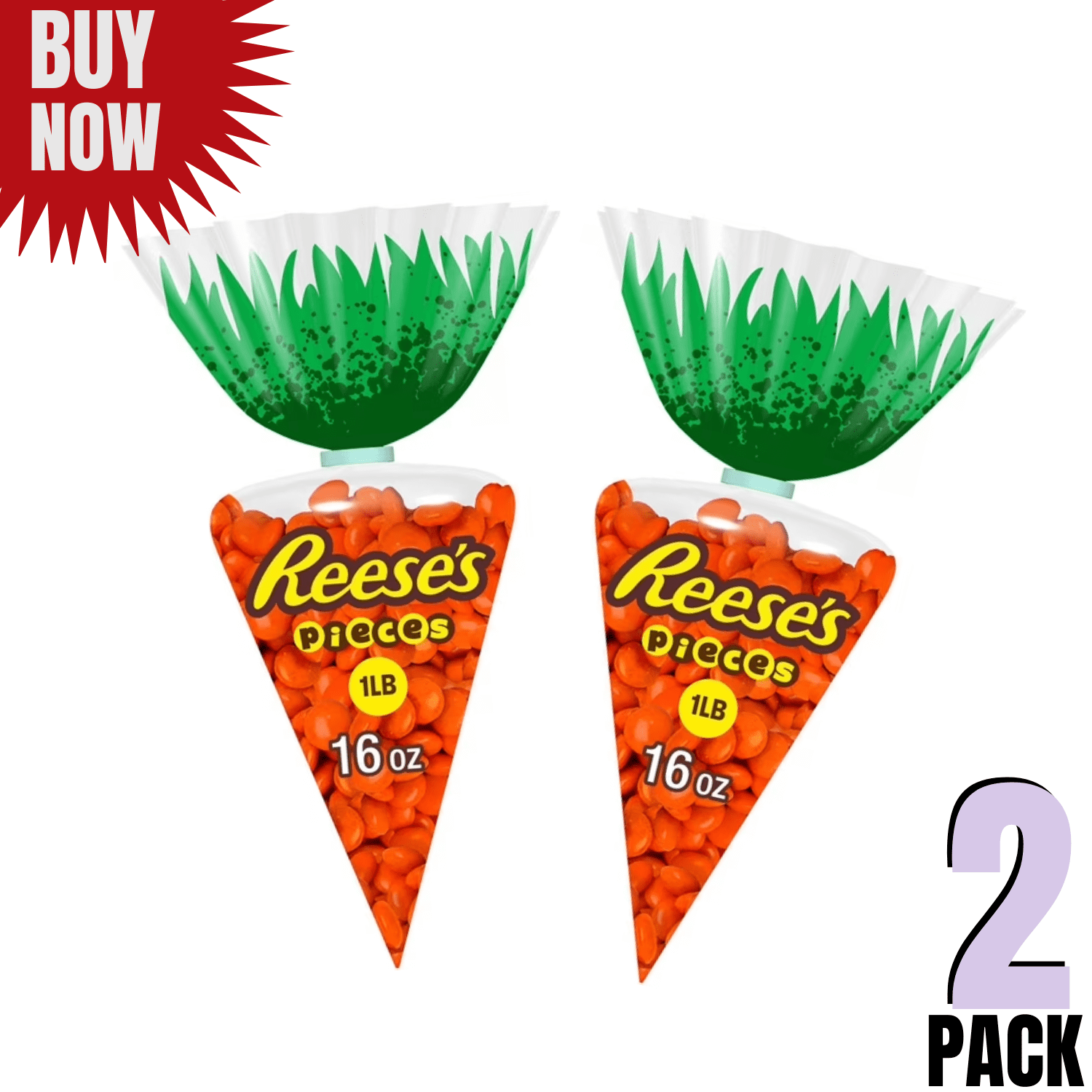 Reese's Pieces Easter Peanut Butter Candy in a Crunchy Shell, 16 oz – 2 Pack