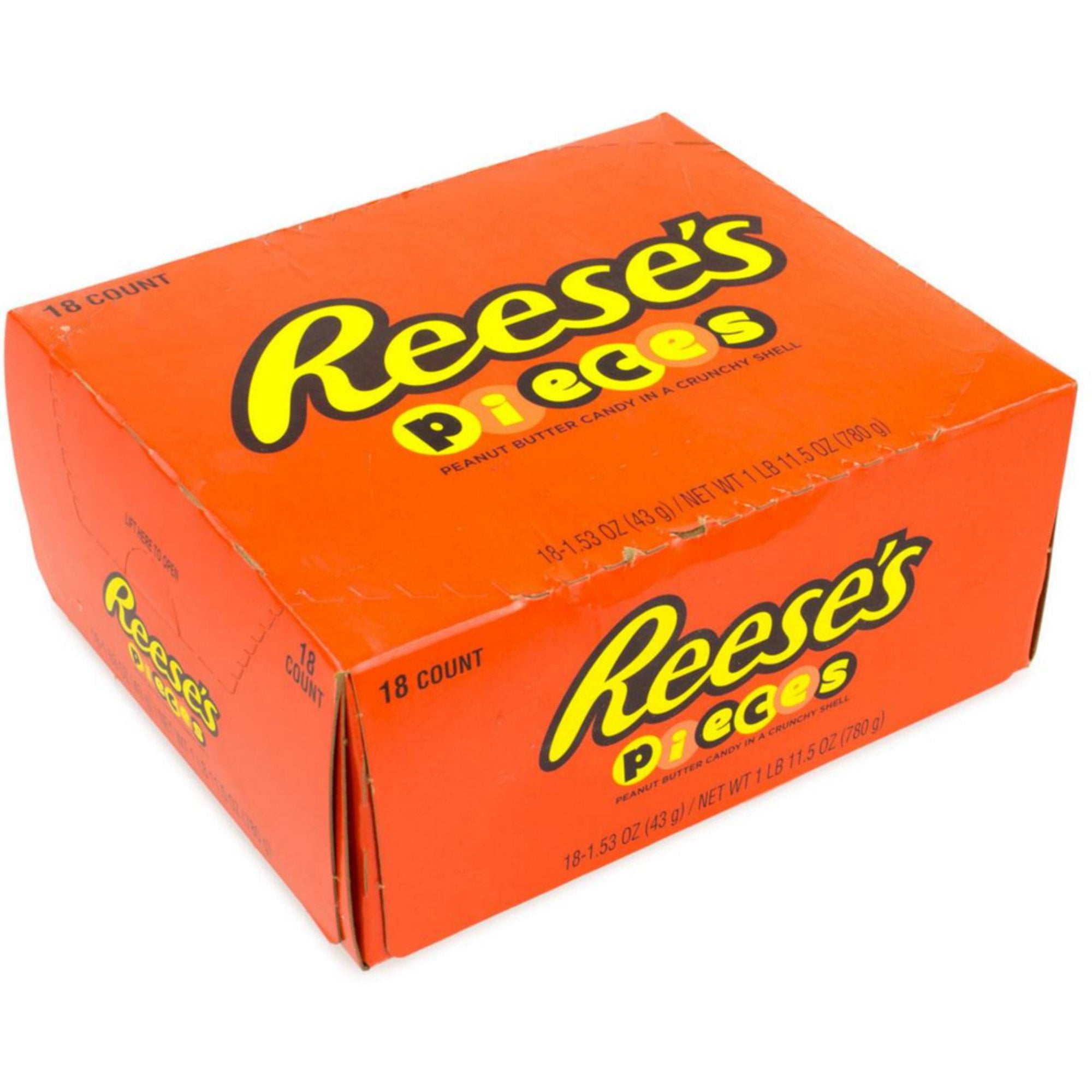 Reese's Pieces, Peanut Butter Candy In A Crunchy Shell 1.53 oz, 18 ea (Pack of 4)