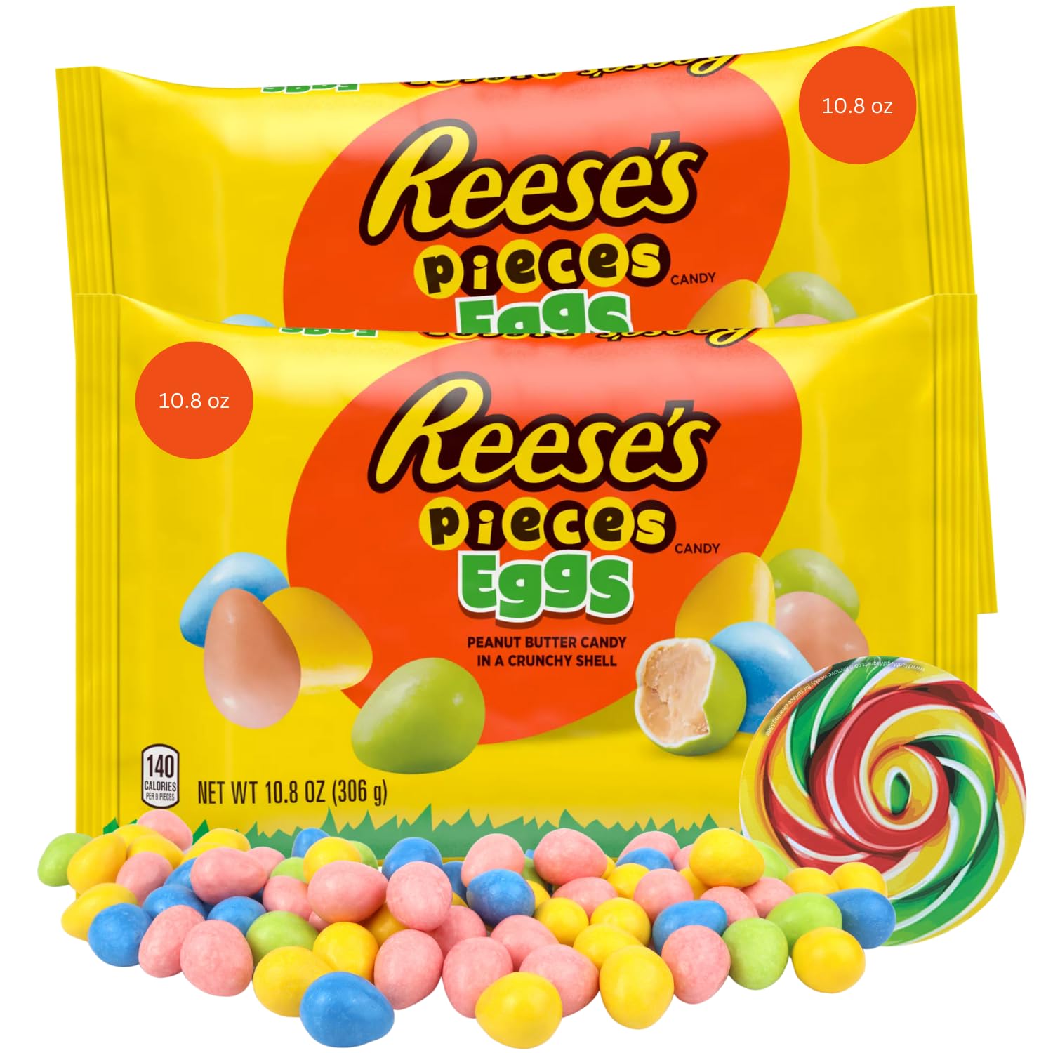 Reese's Pieces Peanut Butter Eggs, Bulk Easter Candy for Egg Hunts and