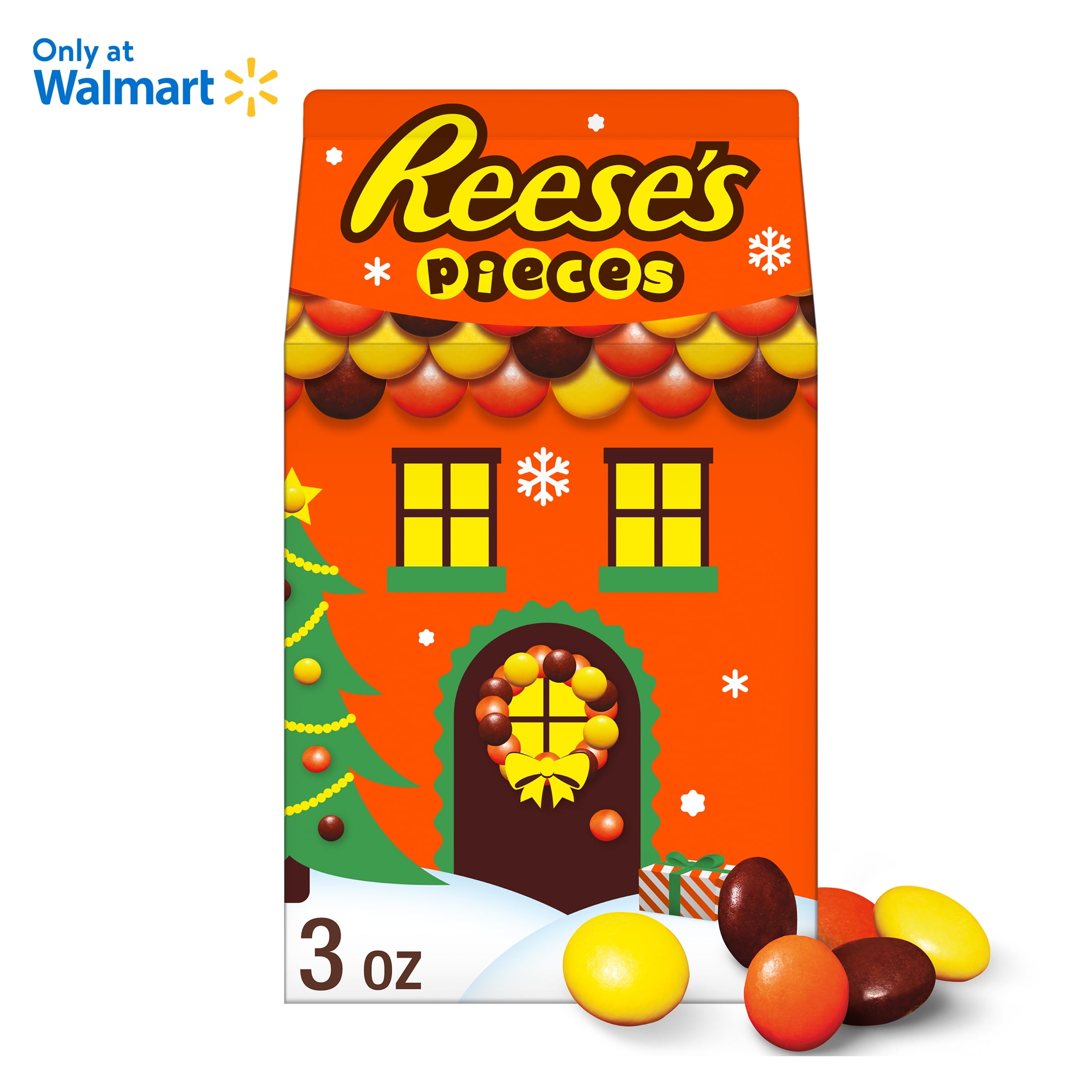 Reese's Pieces Peanut Butter in a Crunchy Shell Christmas Candy, Carton 3 oz