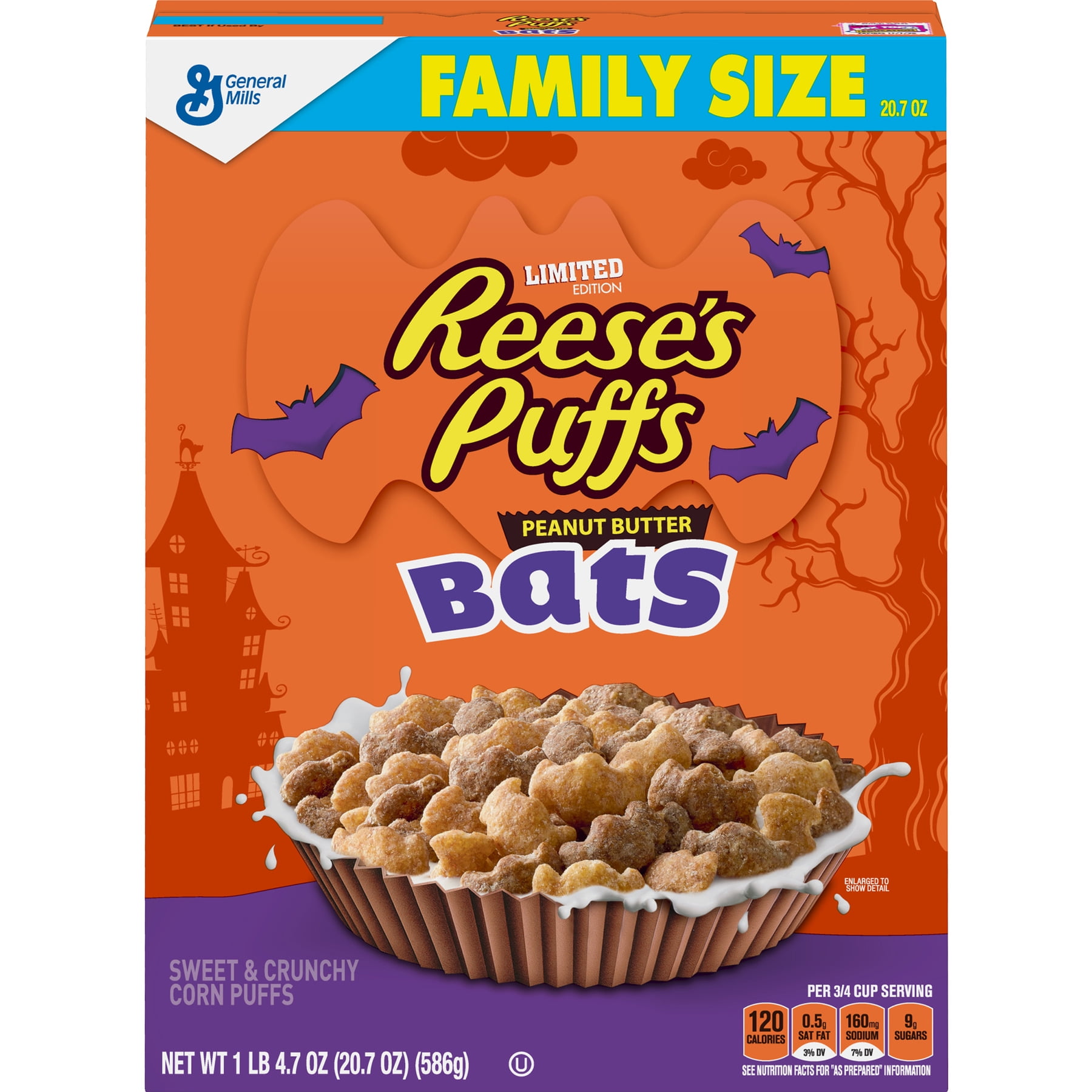 Reese's Puffs Bats Cereal, Chocolate Peanut Butter, with Whole Grain