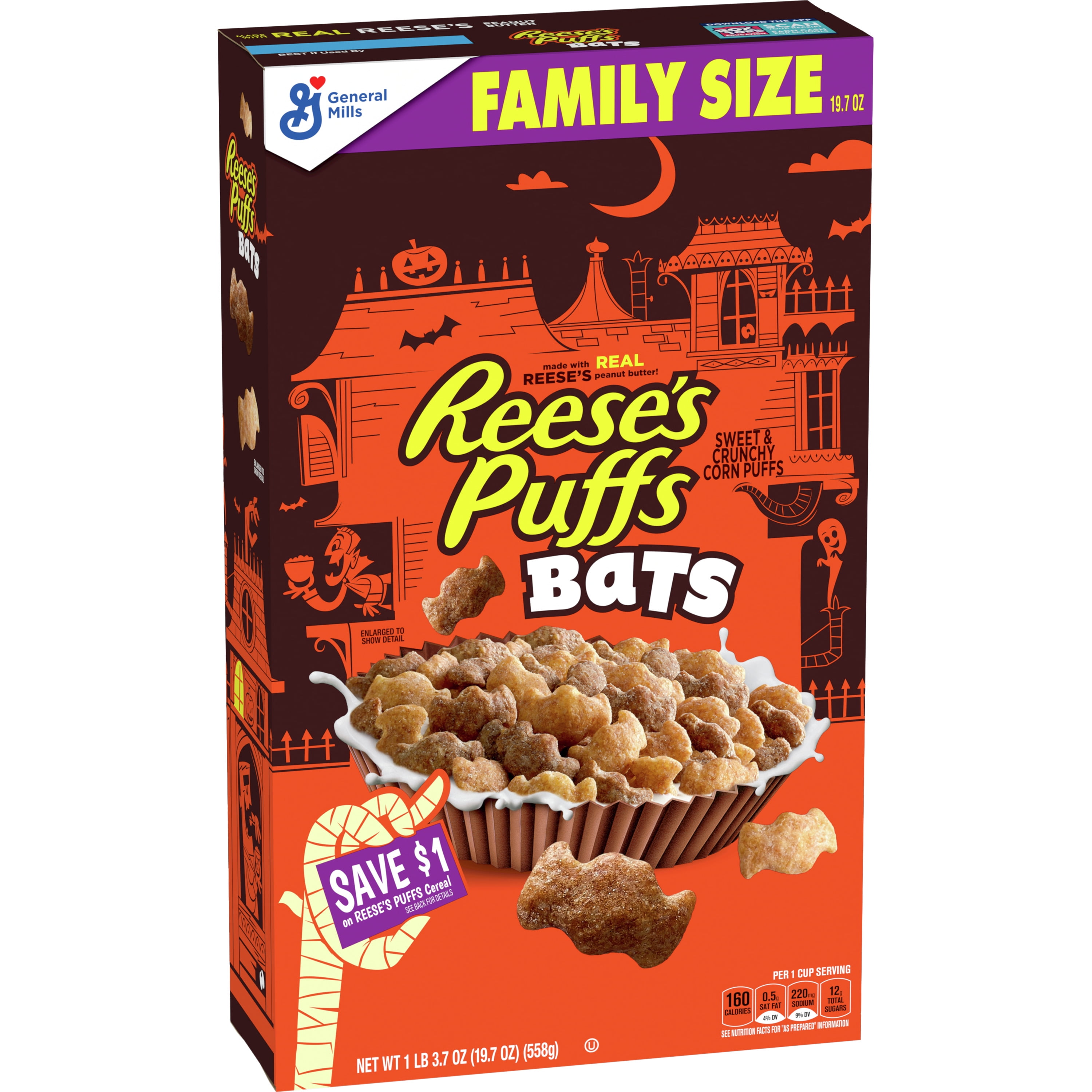 Reese's Puffs Bats, Halloween Chocolatey Peanut Butter Cereal, Family ...
