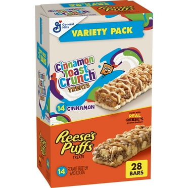 Reese's Puffs Cinnamon Toast Crunch Cereal Treat Bars Variety Pack, 28 ...