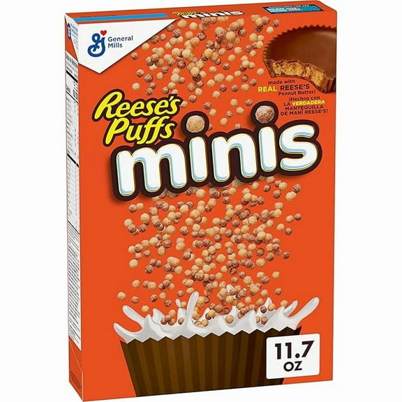 Reese's Puffs Minis Breakfast Cereal, Chocolate Peanut Butter Cereal, 11.7 OZ ( Pack of 3 )