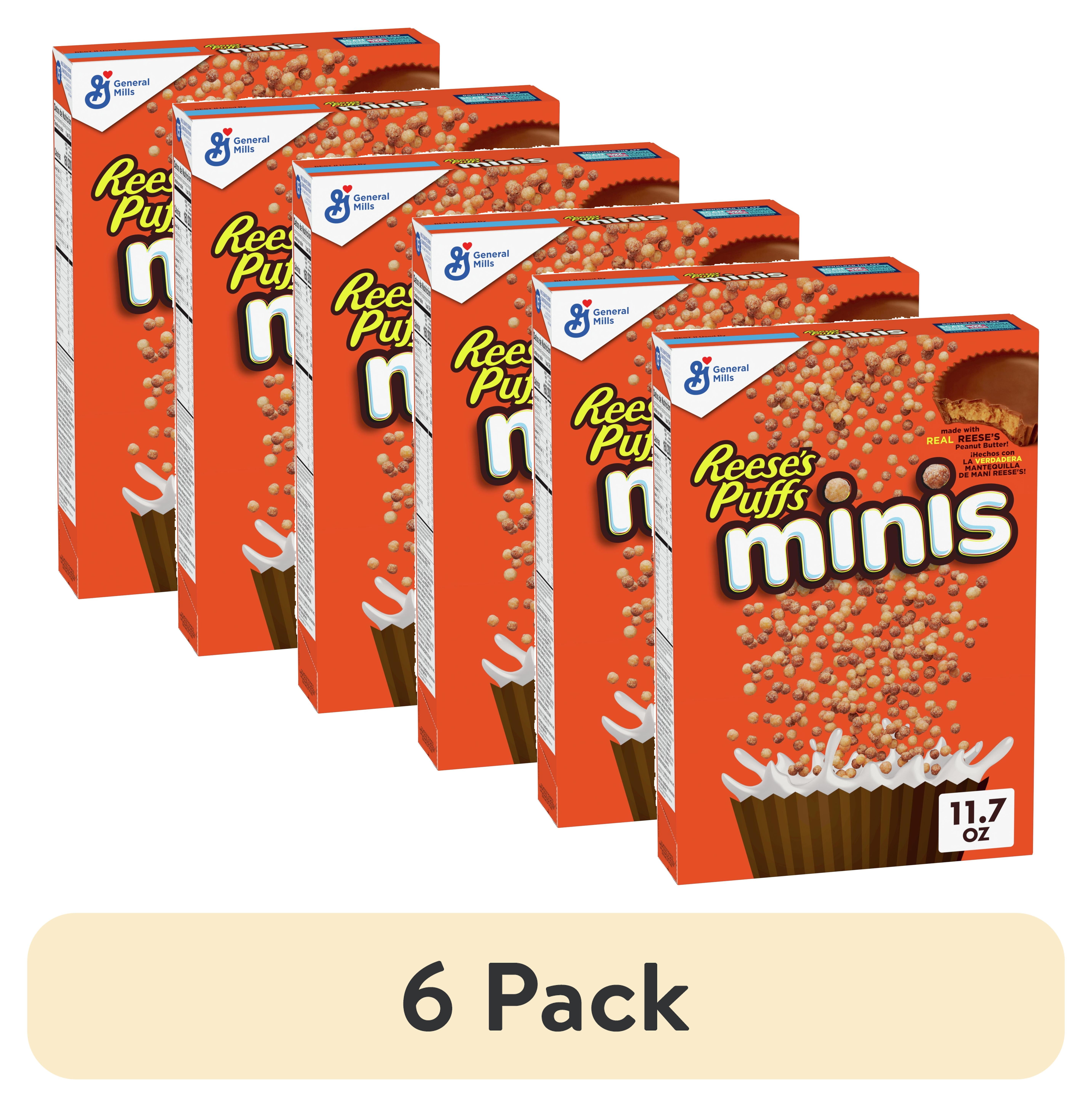 (6 pack) Reese's Puffs Minis Breakfast Cereal, Chocolate Peanut Butter