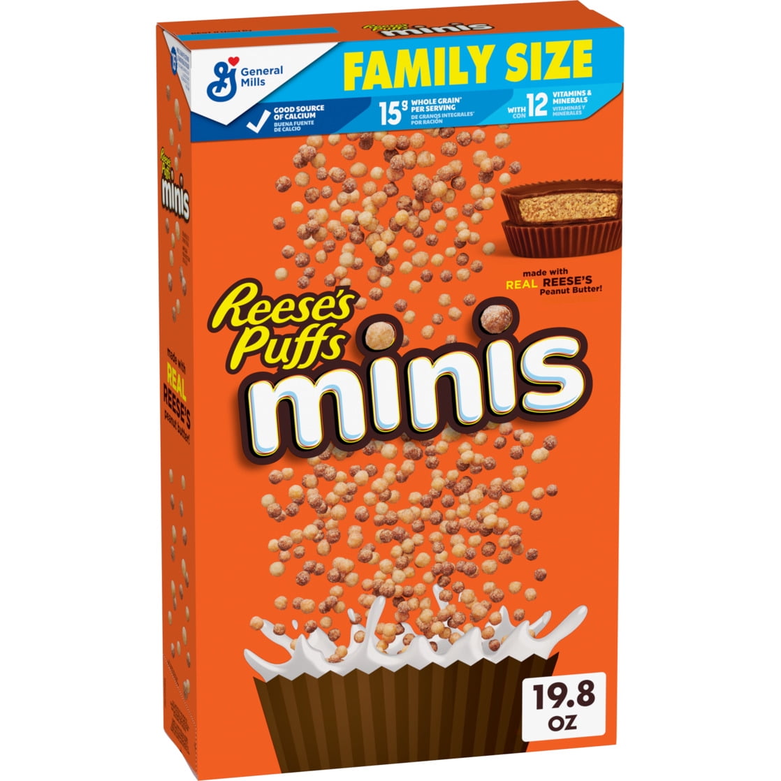 Reese's Puffs Minis Breakfast Cereal, Chocolate Peanut Butter Cereal, Family Size, 19.8 OZ