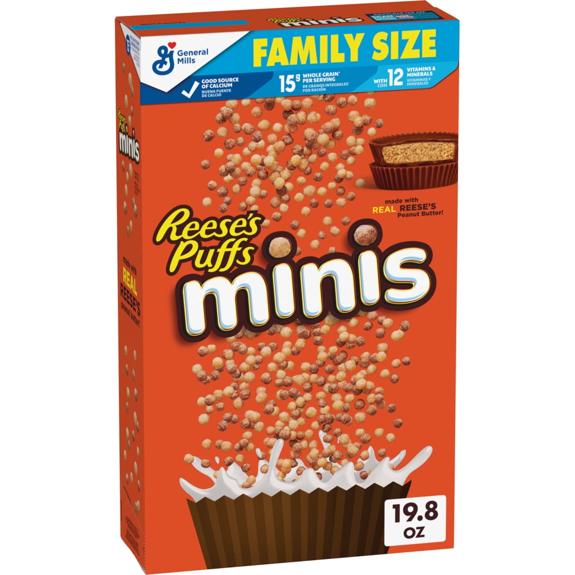 Reese's Puffs Minis Breakfast Cereal, Chocolate Peanut Butter Cereal, Family Size, 19.8 OZ