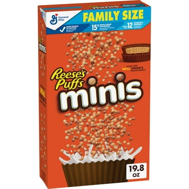 Reese's Puffs Minis Breakfast Cereal, Chocolate Peanut Butter Cereal, Family Size, 19.8 OZ