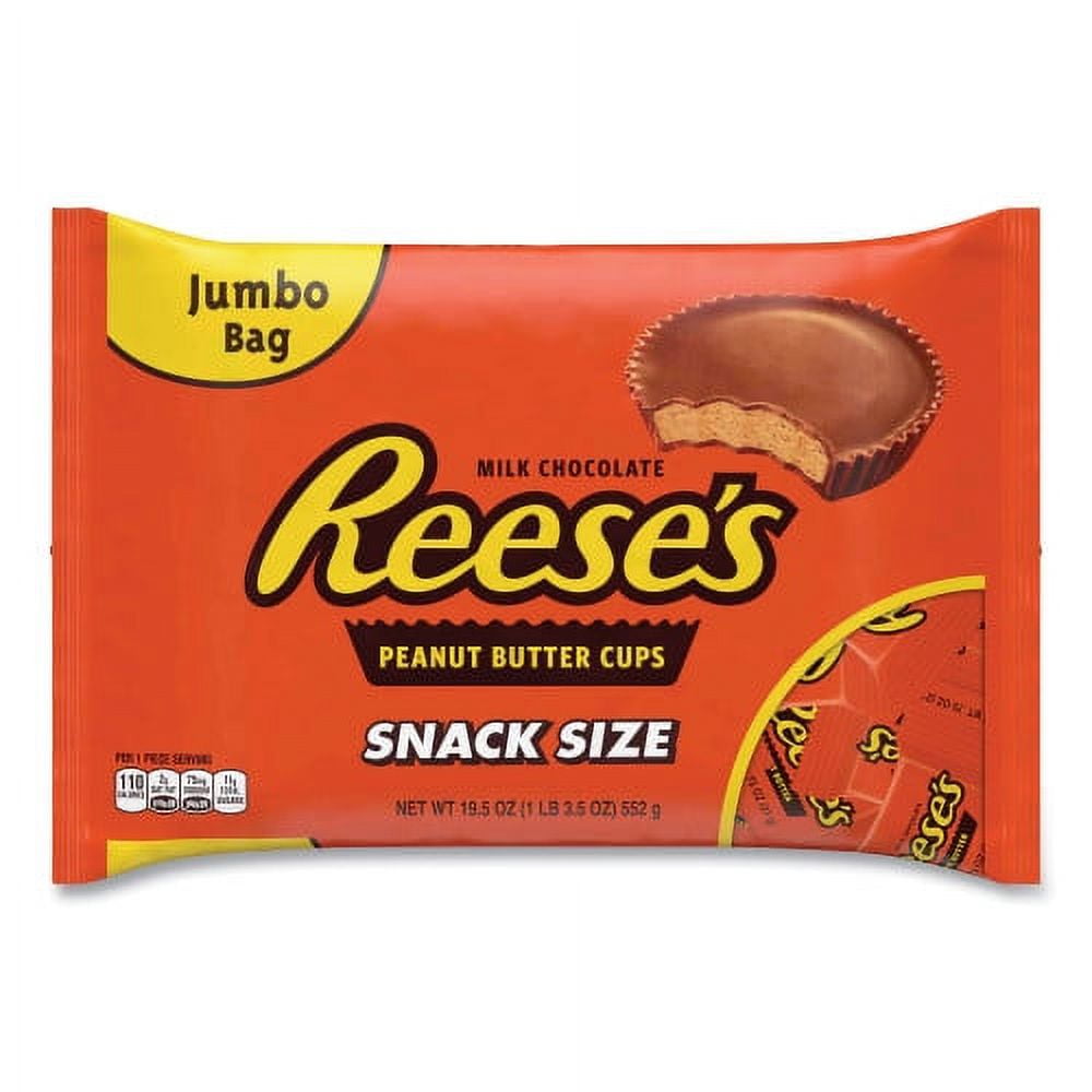 Snack Size Peanut Butter Cups, Jumbo Bag, 19.5 oz Bag, Ships in 1-3 Business Days Snack Size Peanut Butter Cups, Jumbo Bag, 19.5 oz Bag, Ships in 1-3 Business Days