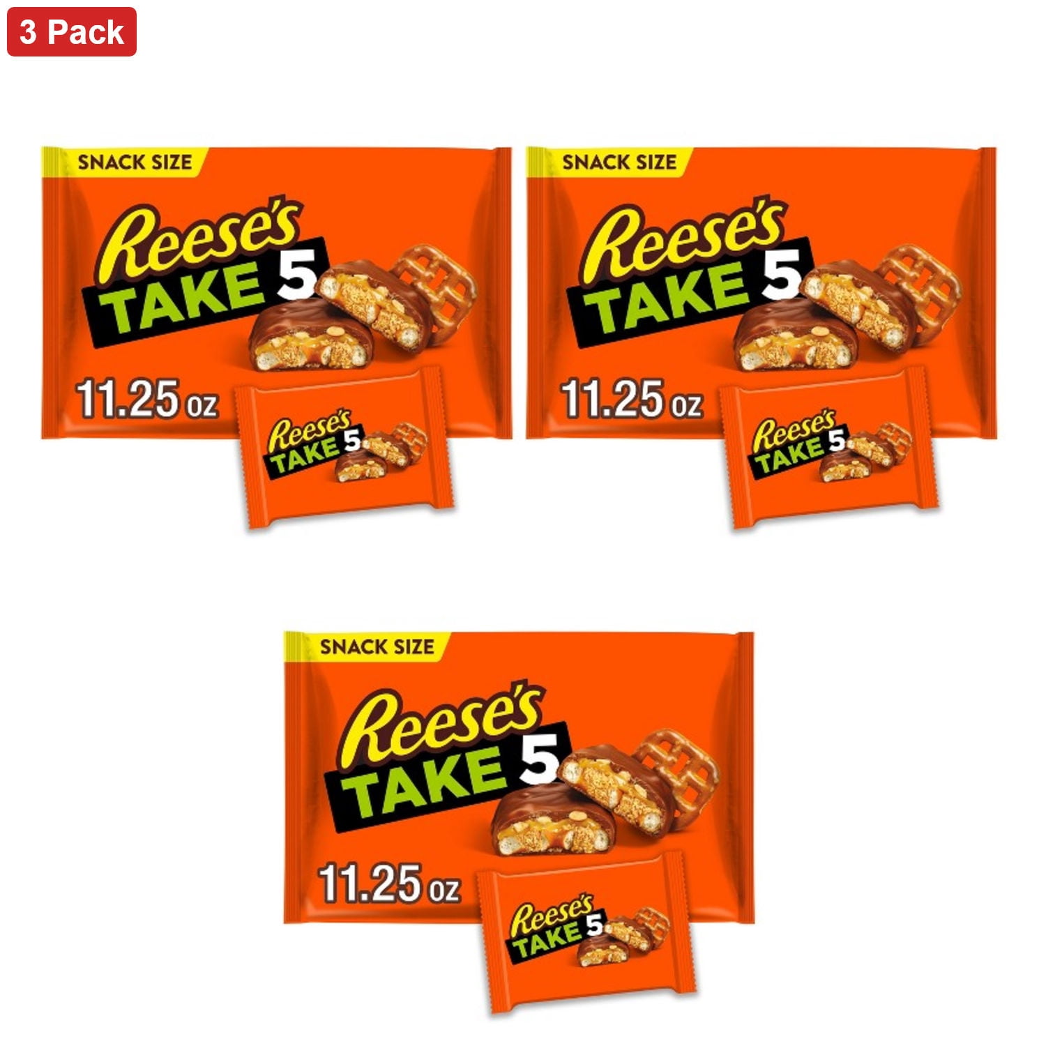 Reese's Take 5 Pretzel, Caramel, Peanut Butter, Chocolate Snack Size Candy Bars - 11.25oz