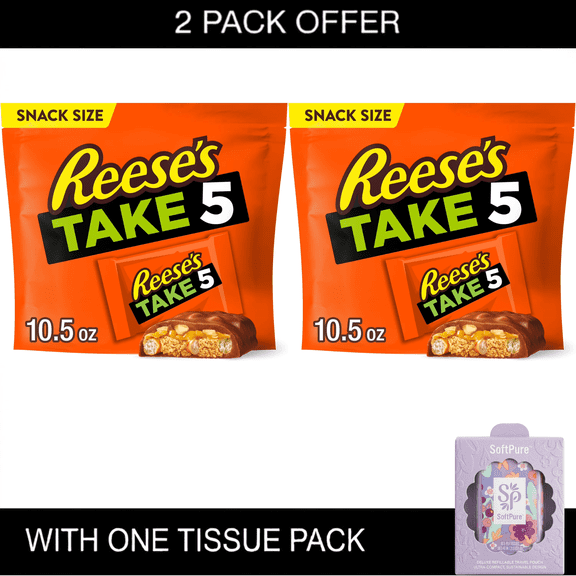 Reese's Take 5 Pretzel, Peanut and Chocolate Snack Size Candy, Bag (10.5 oz)