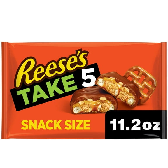 Reese's Take 5 Pretzel, Peanut and Chocolate Snack Size Candy, Bag 11.25 oz (Pack of 8)