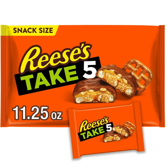 Reese's Take 5 Pretzel, Peanut and Chocolate Snack Size Candy, Bag 11.25 oz