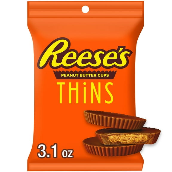 Reese's Thins Milk Chocolate Peanut Butter Cups Candy, Bag 3.1 oz