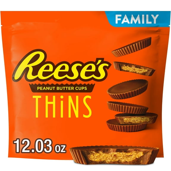 Reese's Thins Chocolate Peanut Butter Cups Candy, Family Pack 12.03 oz