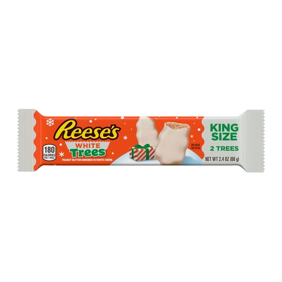 Reese's White Creme Peanut Butter King Size Trees Christmas Candy, Pack 2.4 oz, 2 Pieces