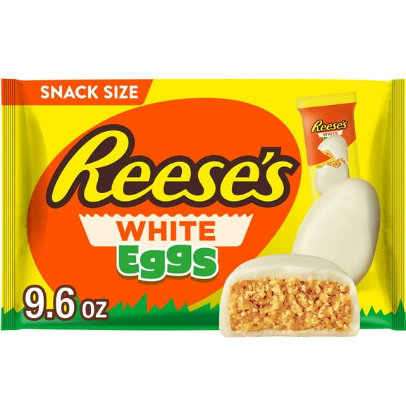 REESE'S White Creme Snack Size Peanut Butter Eggs, Easter Candy Bag, 9.6 oz