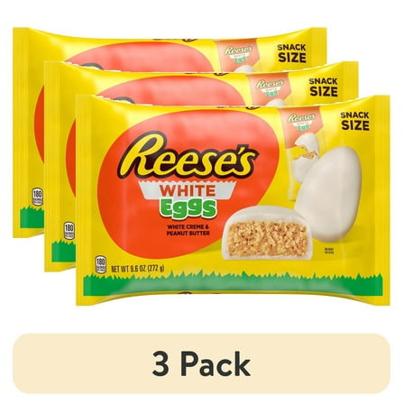 (3 pack) REESE'S White Creme Snack Size Peanut Butter Eggs, Easter Candy Bag, 9.6 oz