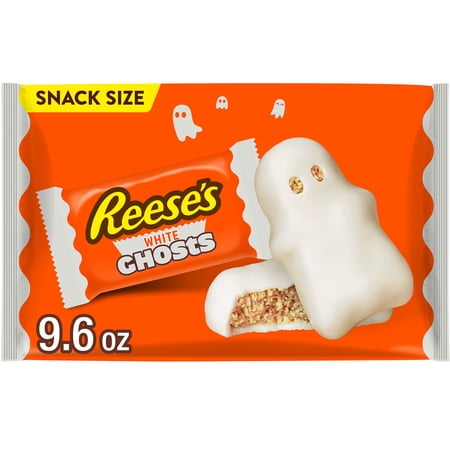 Reese's White Creme Snack Size Peanut Butter Ghosts Halloween Candy, Bag 9.6 oz