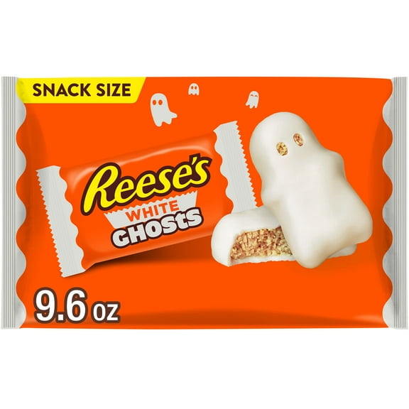 Reese's White Creme Snack Size Peanut Butter Ghosts Halloween Candy, Bag 9.6 oz