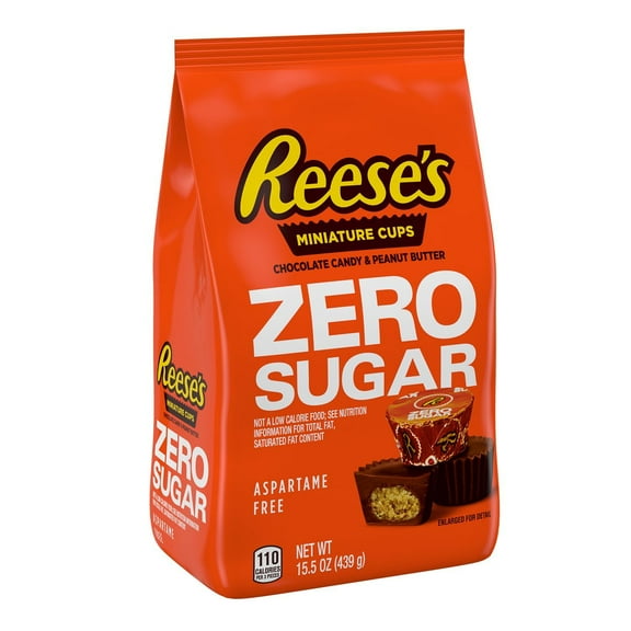 Reese's Zero Sugar Mini Chocolate Peanut Butter Candy, 15.5oz Bag 5 Ct