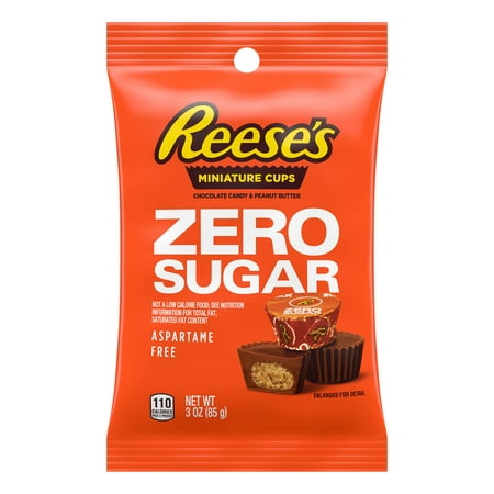 Reese's Zero Sugar Miniatures Chocolate Peanut Butter Cups Candy, Bag 3 oz