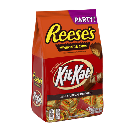 Reese's and Kit Kat, Miniatures Assorted Milk Chocolate Candy, Bulk Candy, 35 oz, Bulk Bag