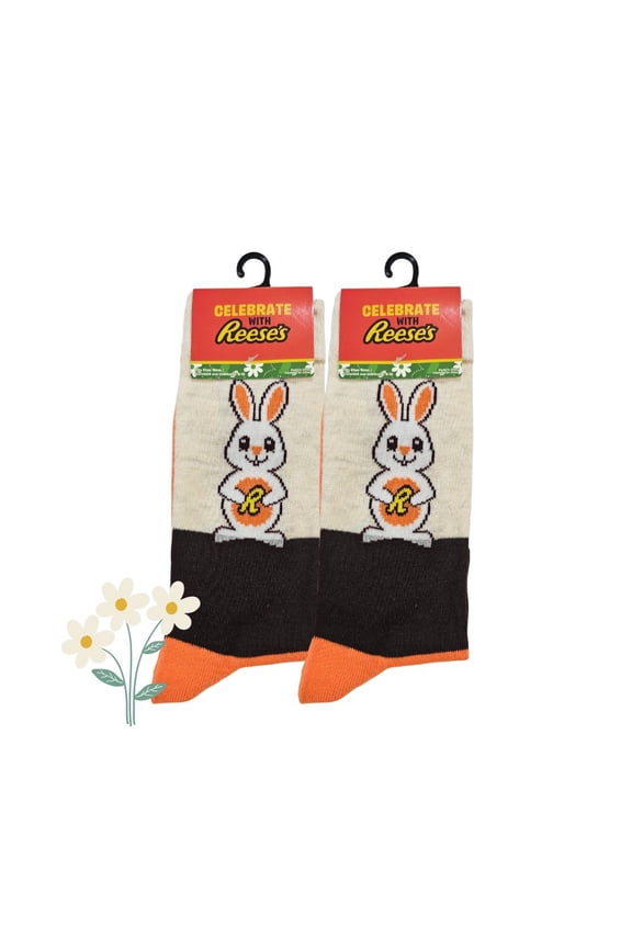 Reese's w/Easter Bunny Crew Socks, Shoe Size 6-12 , 2 Pair Bundle