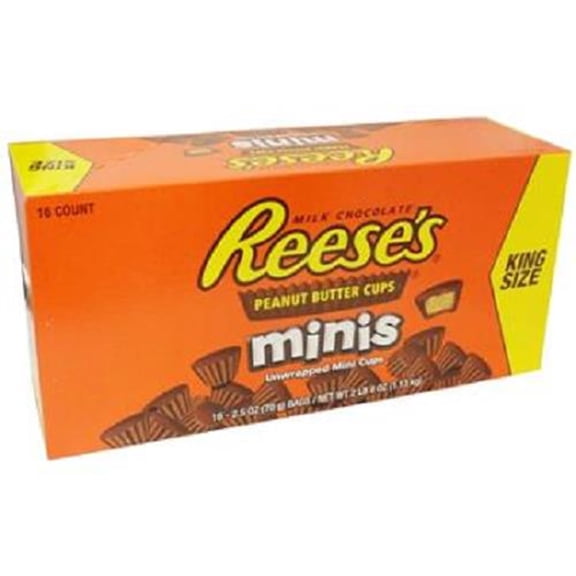 Reeses, King Size Milk Chocolate Peanut Butter Cups Minis, Count 16 (2.5 oz) - Chocolate Candy / Grab Varieties & Flavors