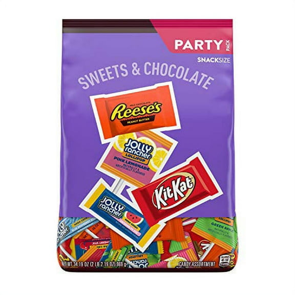 Reeses, Kit Kat And Jolly Rancher Sweets And Chocolate Assortment Snack Size Candy Bars, Bulk, 34.19 Oz Party Bag