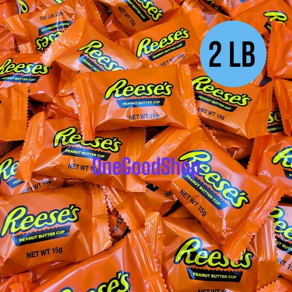 Reeses Milk Chocolate Peanut Butter Cups Bulk 2 lb- Individually Wrapped Miniature Peanut Bite-Size Treat Candies Snack Encased in a Crunchy Milk Rich Chocolate Shell Melt in Your Mouth Craving