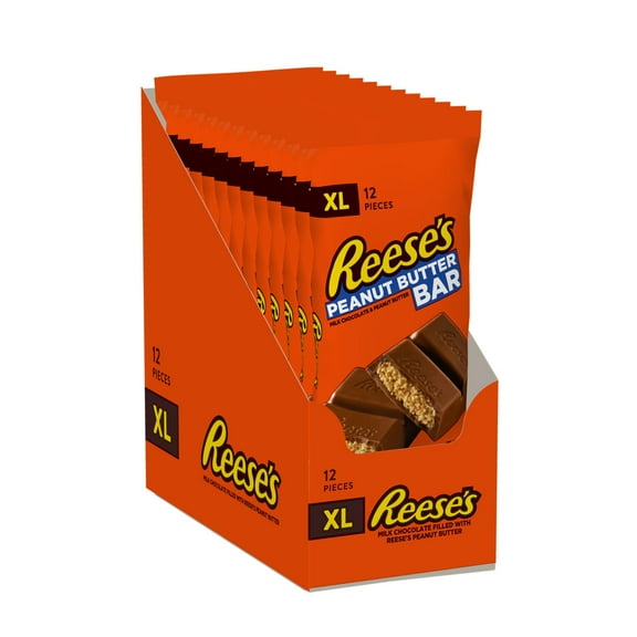 Reeses Milk Chocolate Peanut Butter Xl, Candy Bars, 4.25 Oz (12 Count, 12 Pieces) Packaging May Vary
