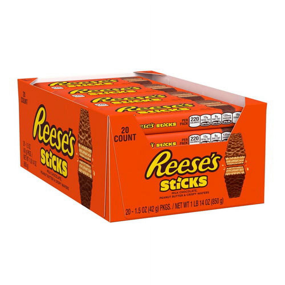 Reeses Sticks Peanut Butter and Crispy Wafer Bars, 1.5 Oz, 20 Ea, 2 Pack